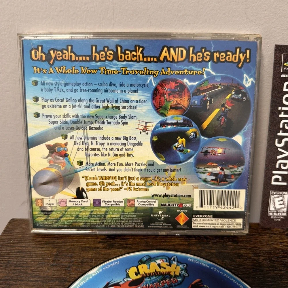 Crash Bandicoot:‎ Warped - Black Label - 3D Lenticular Cover - Complete - (PS1)